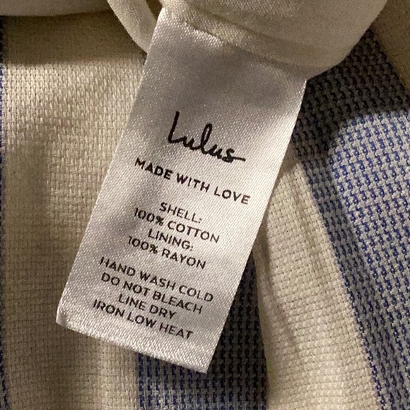 Lulu’s Blue & Ivory Striped Paper bag Pants - Picture 7 of 7